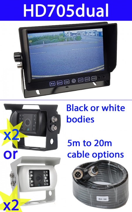 Heavy duty CCD reversing camera system with 2 reversing cameras
